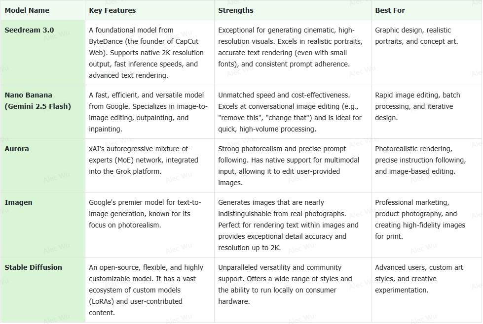Compare the latest AI image generation model