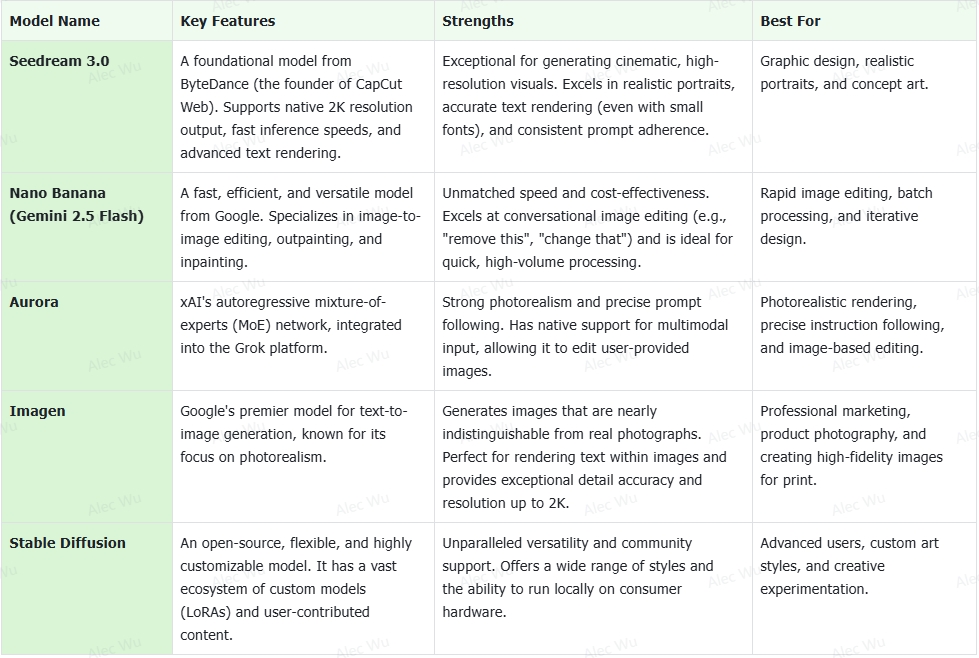Compare the latest AI image generation model
