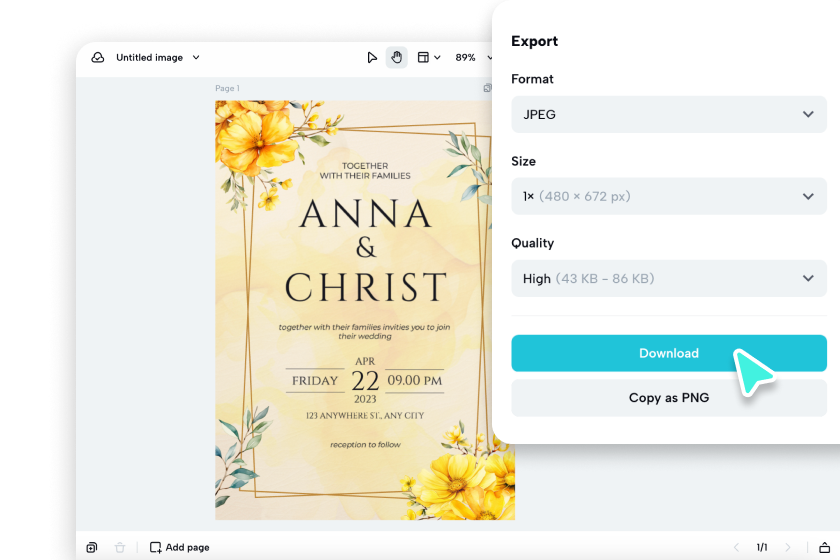 Slutför och exportera din inbjudan