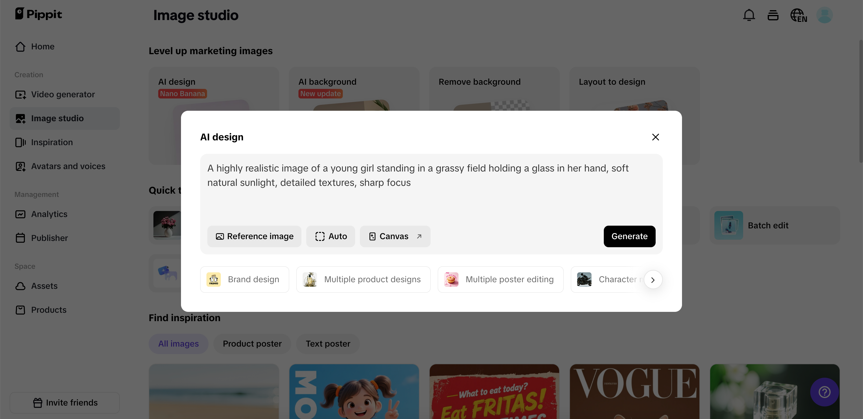 Enter prompts and generate