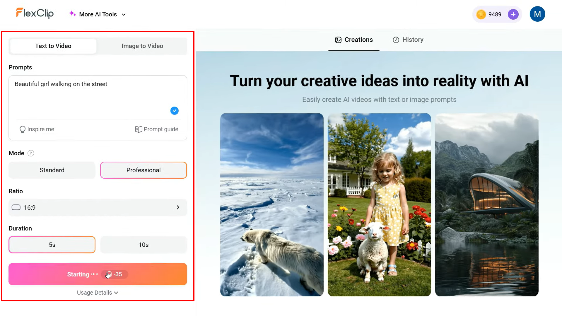 Entering video description in FlexClip AI video maker