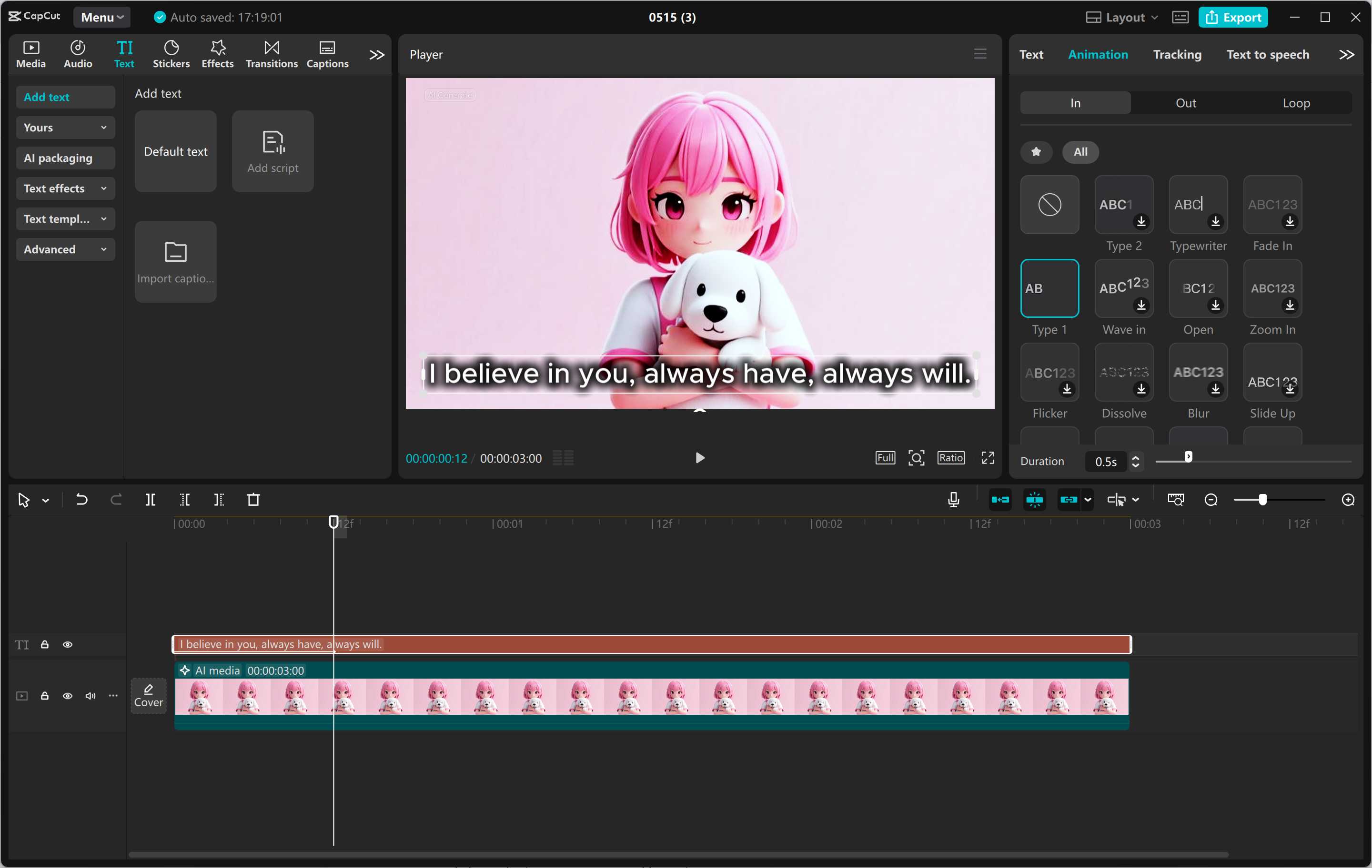 Interface of the CapCut desktop video editor - the easiest way to create videos with animated text