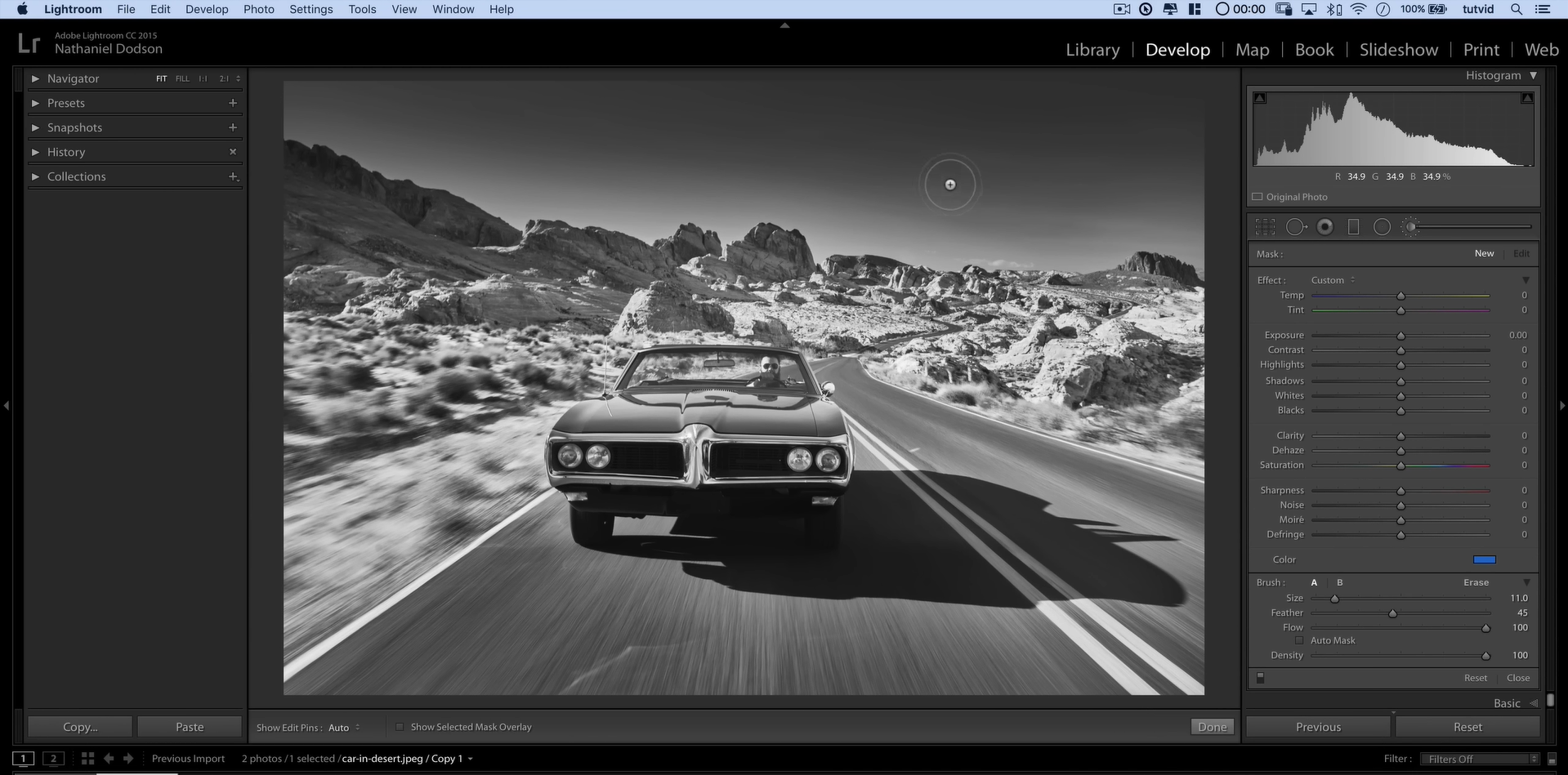 Uploading balck and white photo in Lightroom