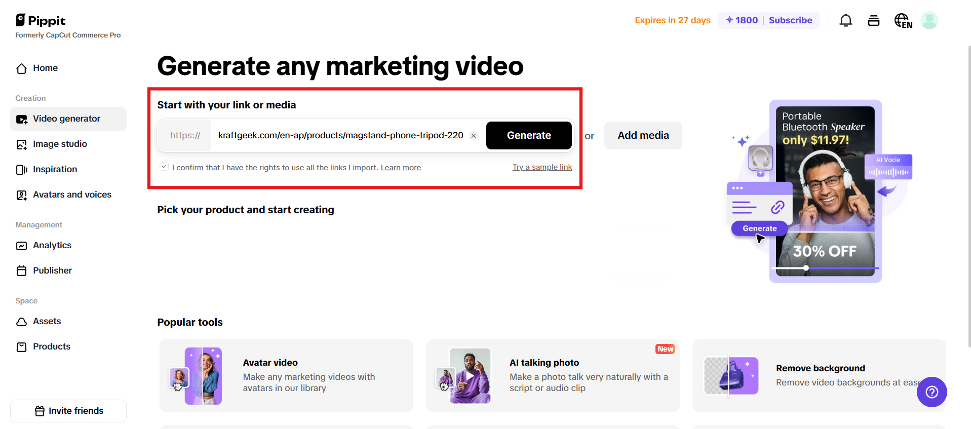 Upload product links and media