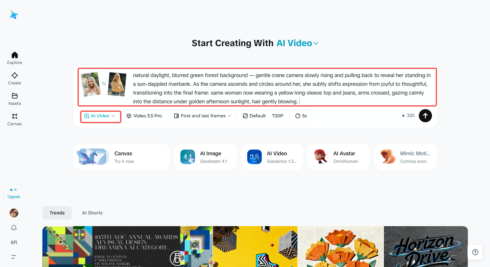 Carregue imagens e adicione um prompt