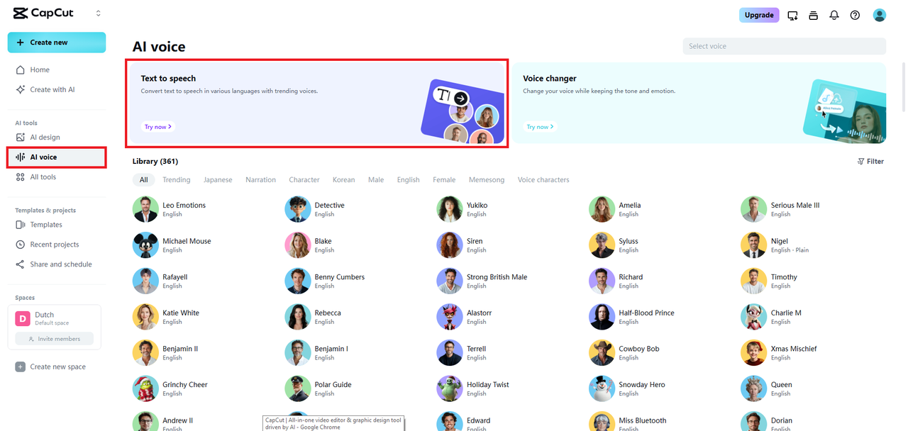 Access the AI voice feature