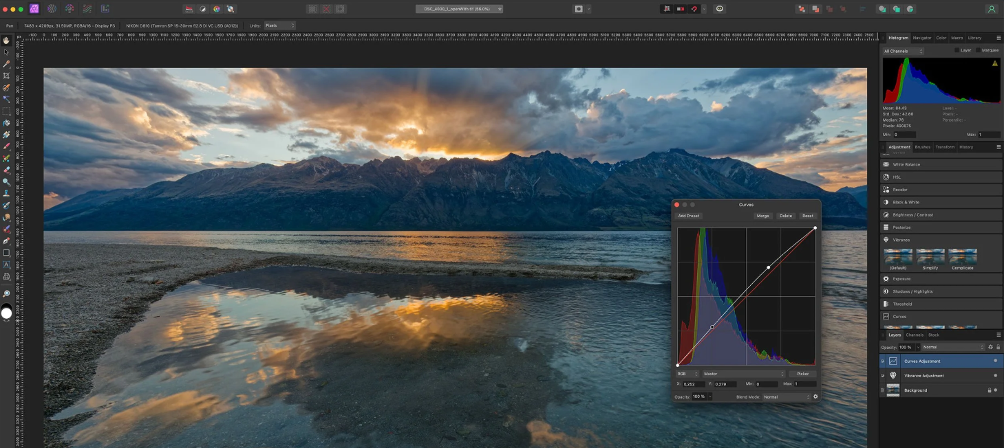 Affinity Photo interface