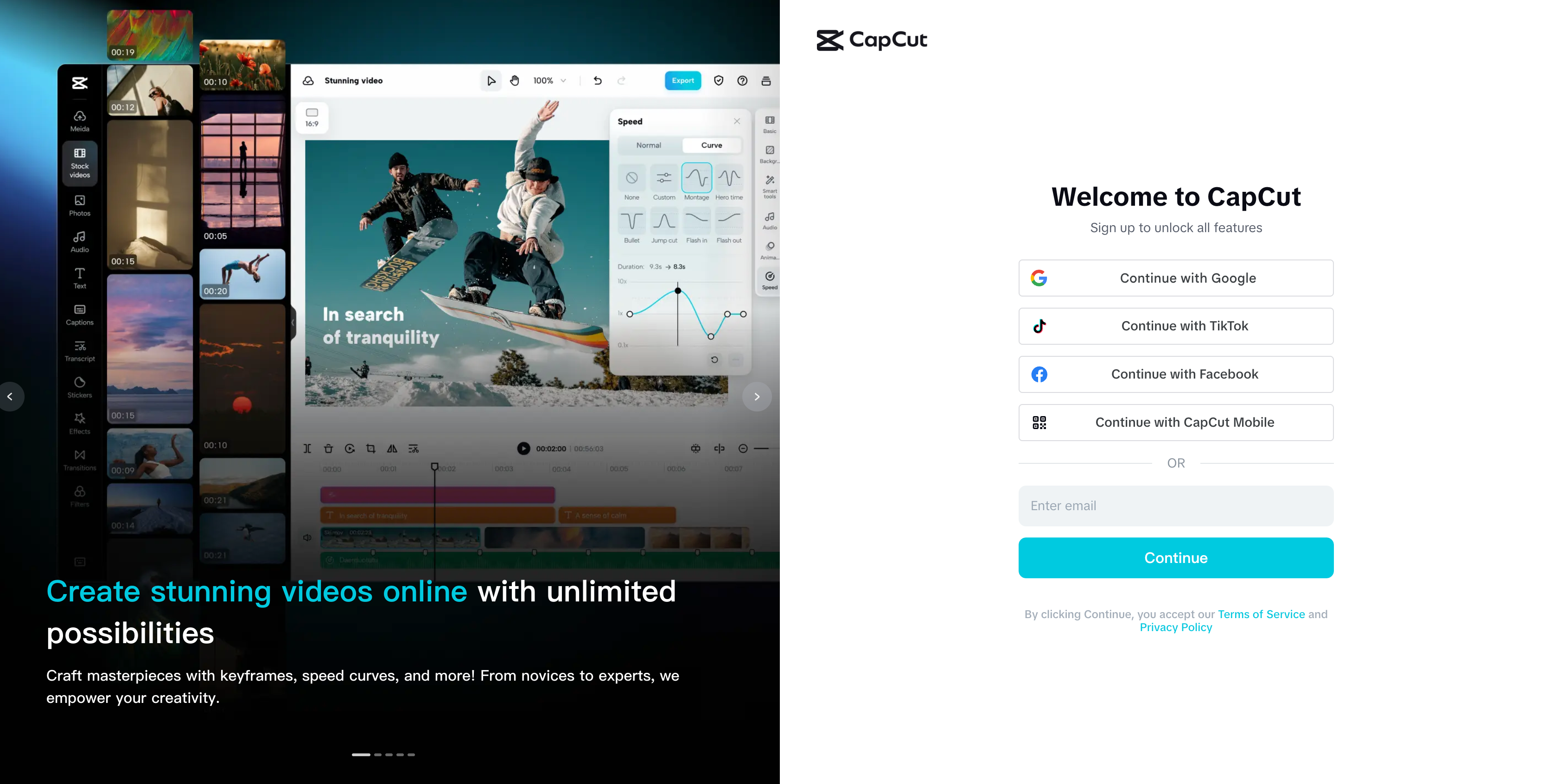 Log in to CapCut