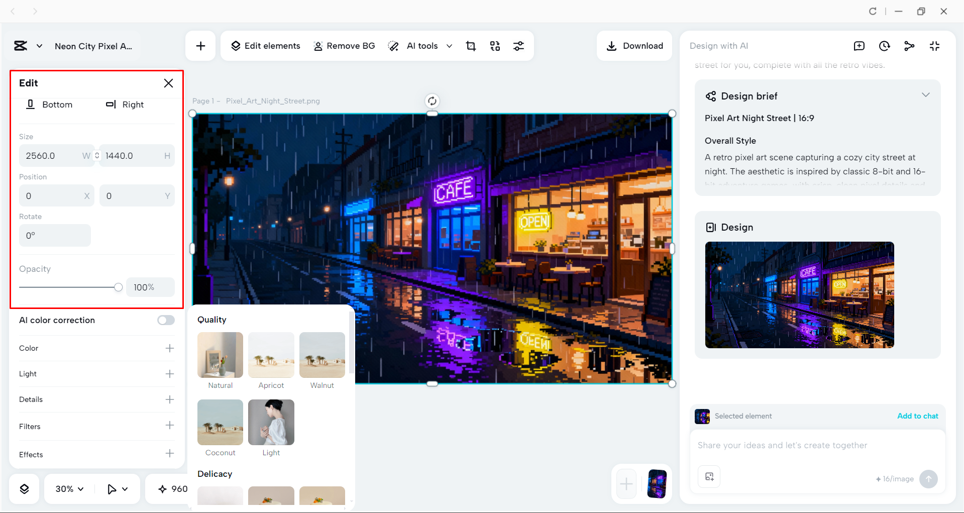 Editing pixel art with the CapCut desktop video editor