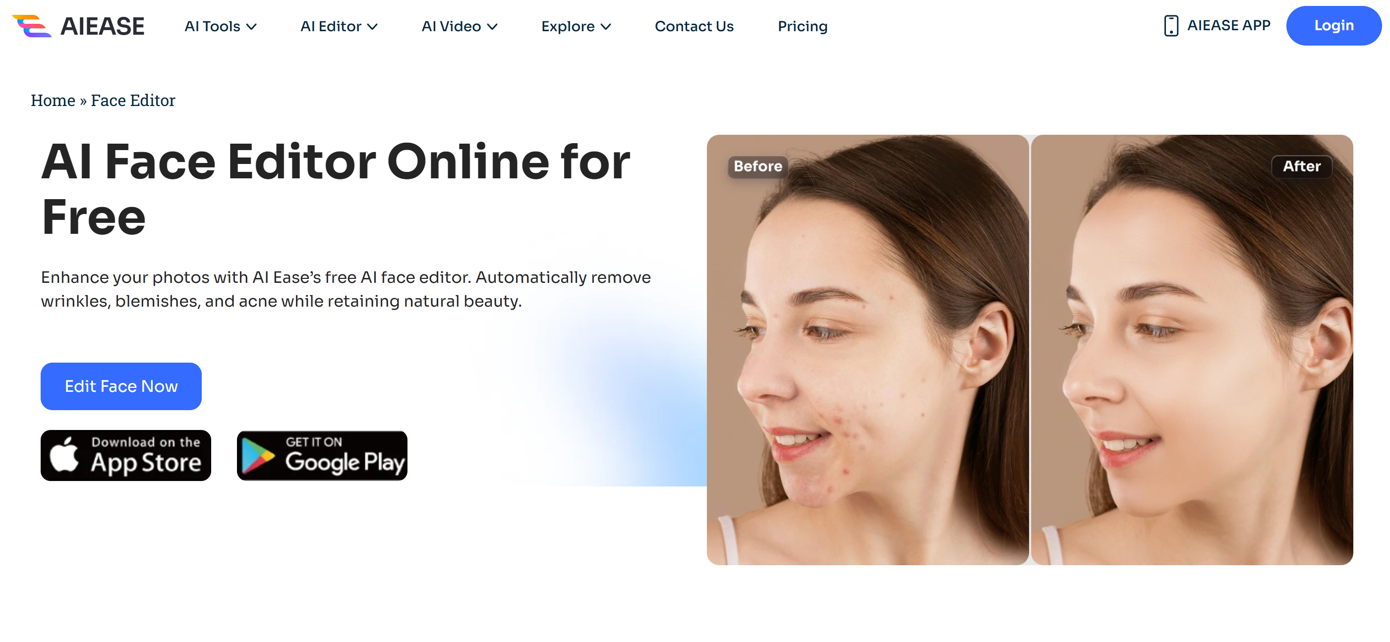 AI Ease - zdarma online editor fotografií krása