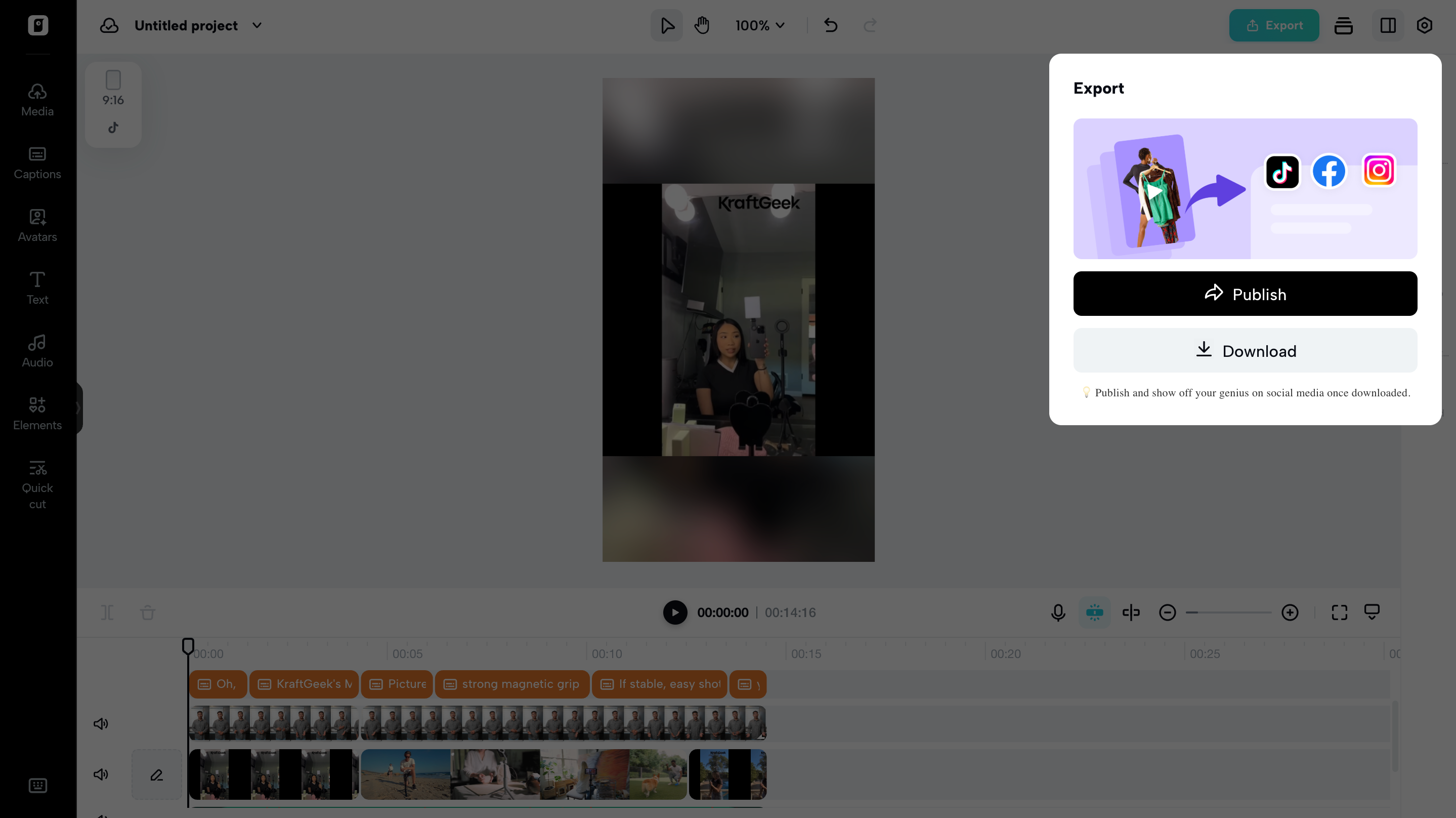 exporting video from Pippit