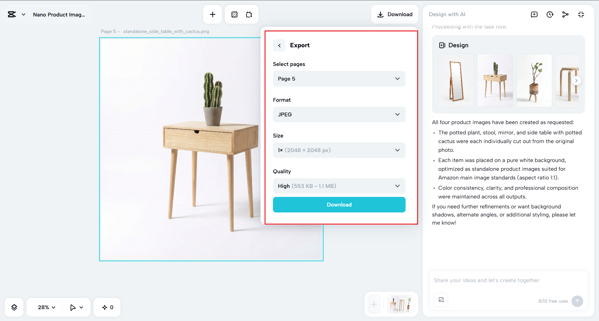 Download or share images