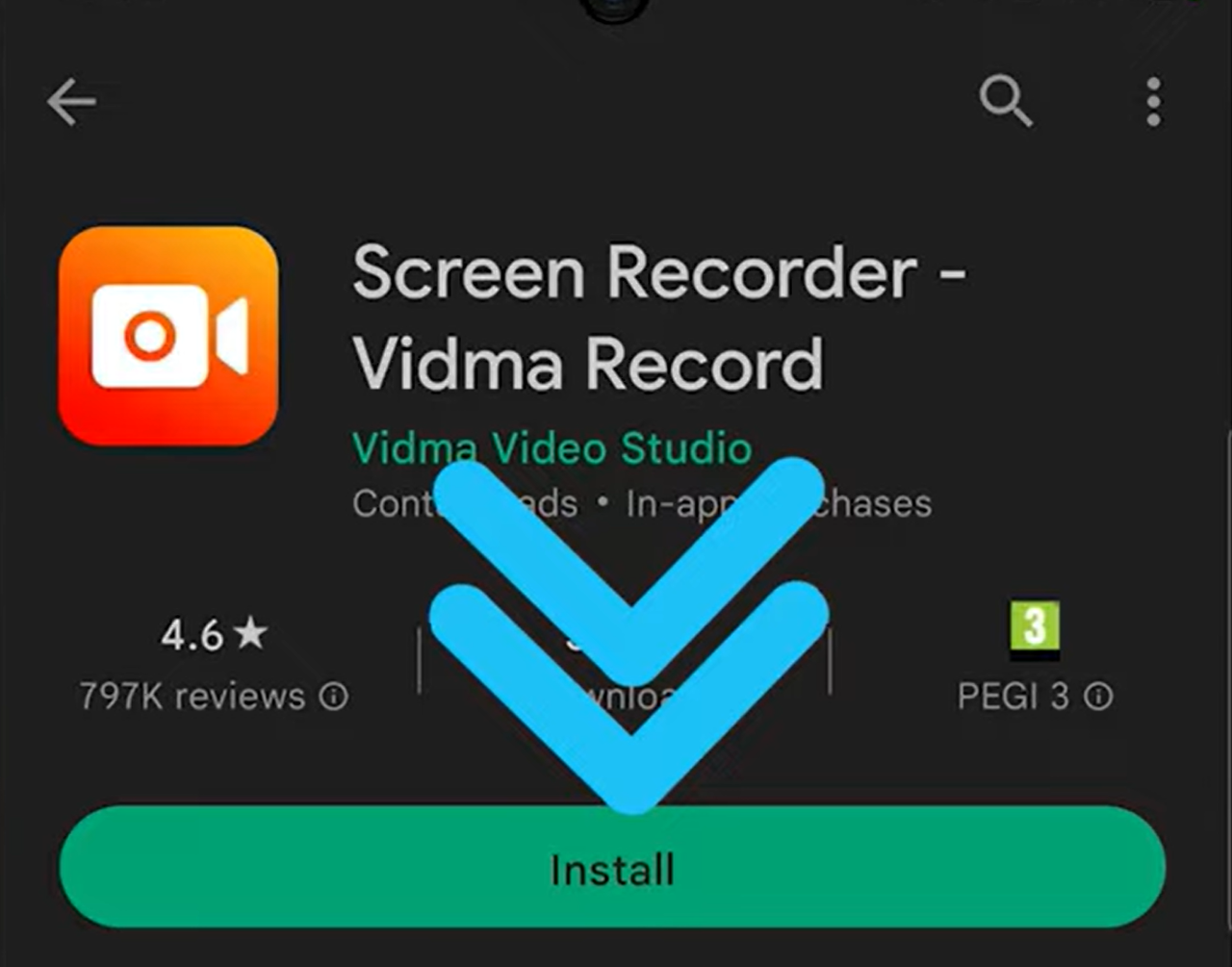 Menampilkan cara mengunduh aplikasi Vidma Recorder