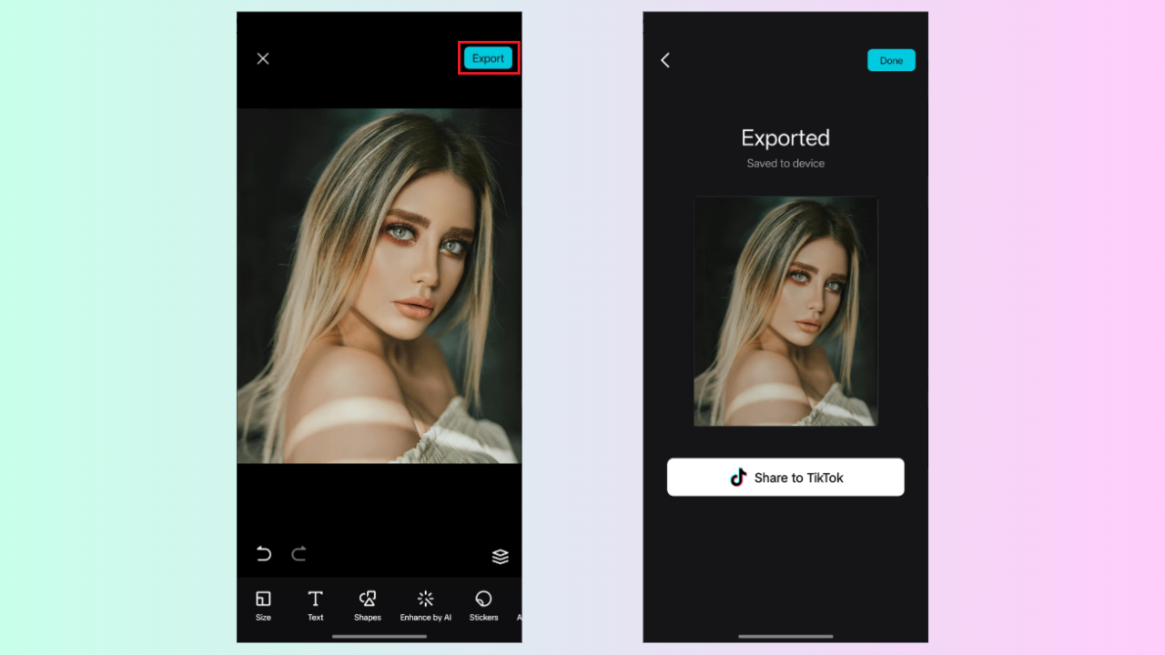 Save and export your edited photo