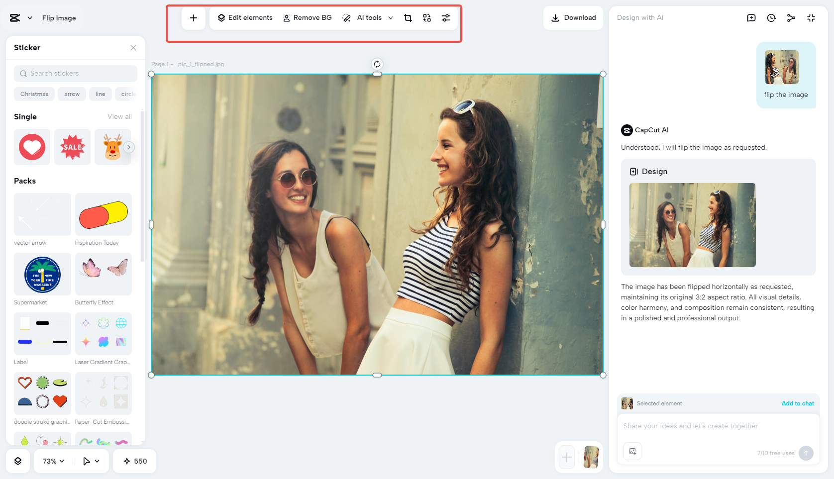 Adjust elements manually using Edit elements