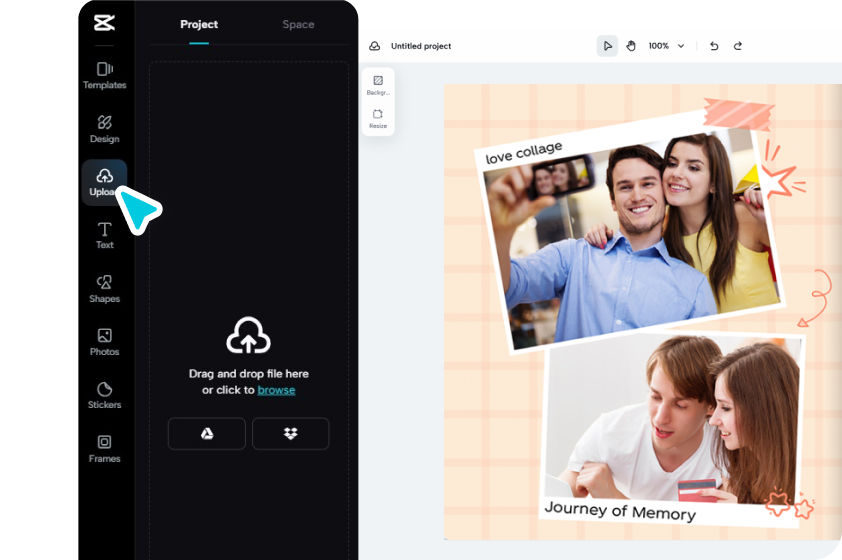 Upload and add photos