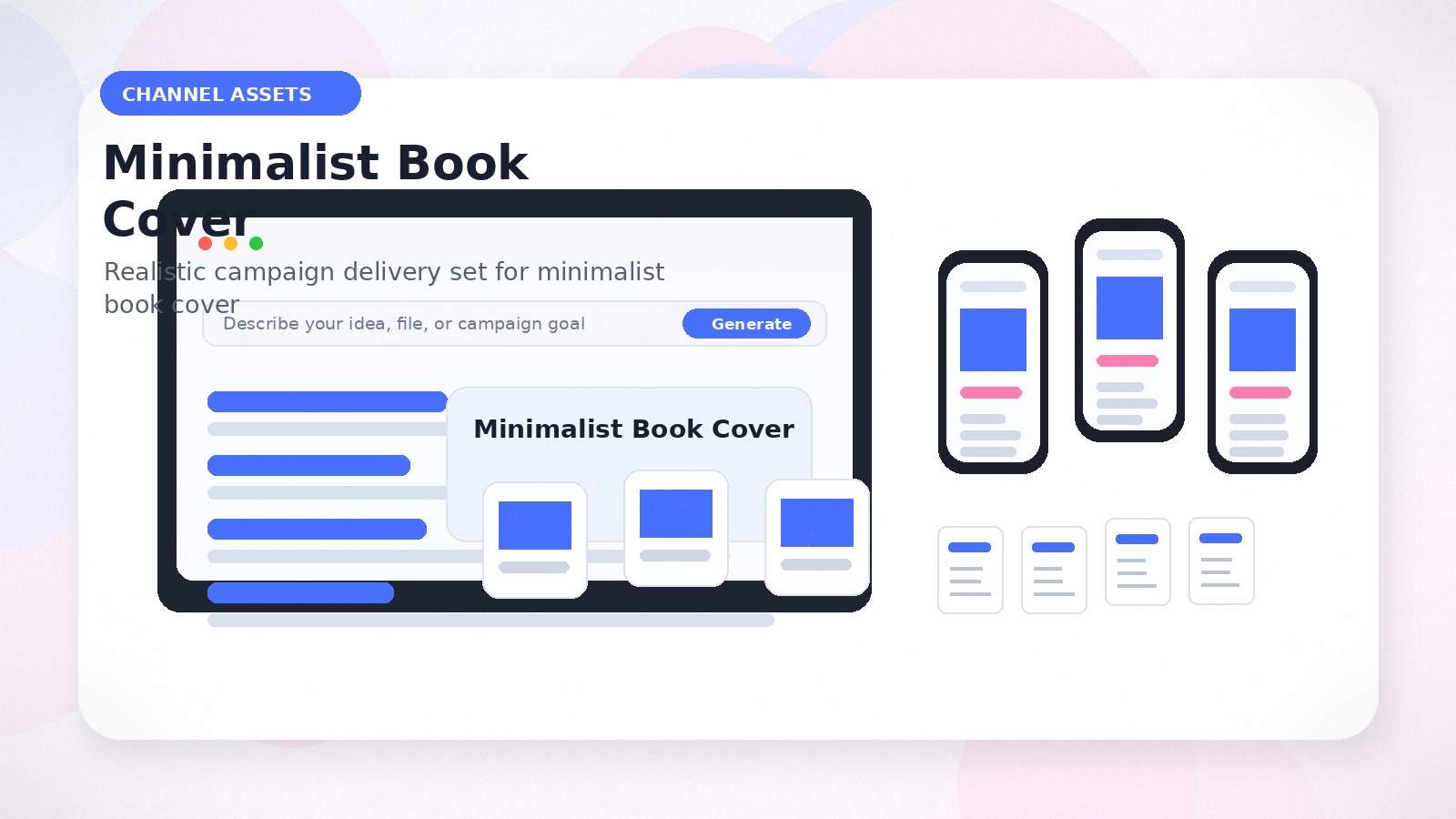 Minimalist Book Cover realistic channel assets visual for minimalist book cover
