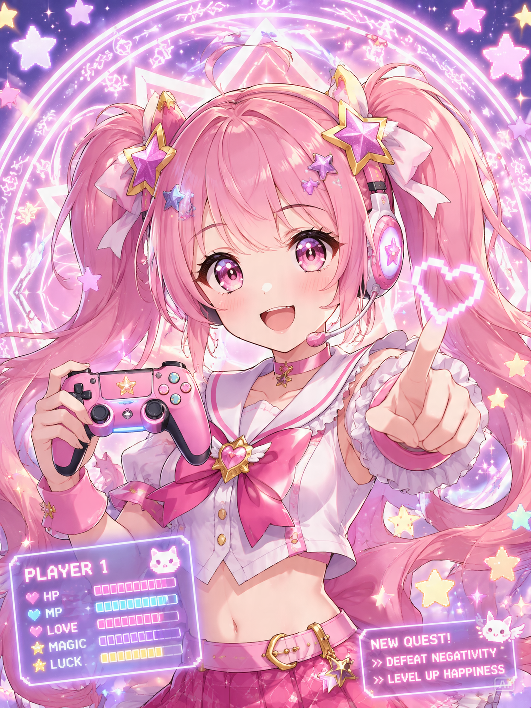 Magical girl anime gaming profile picture generated by Pippit