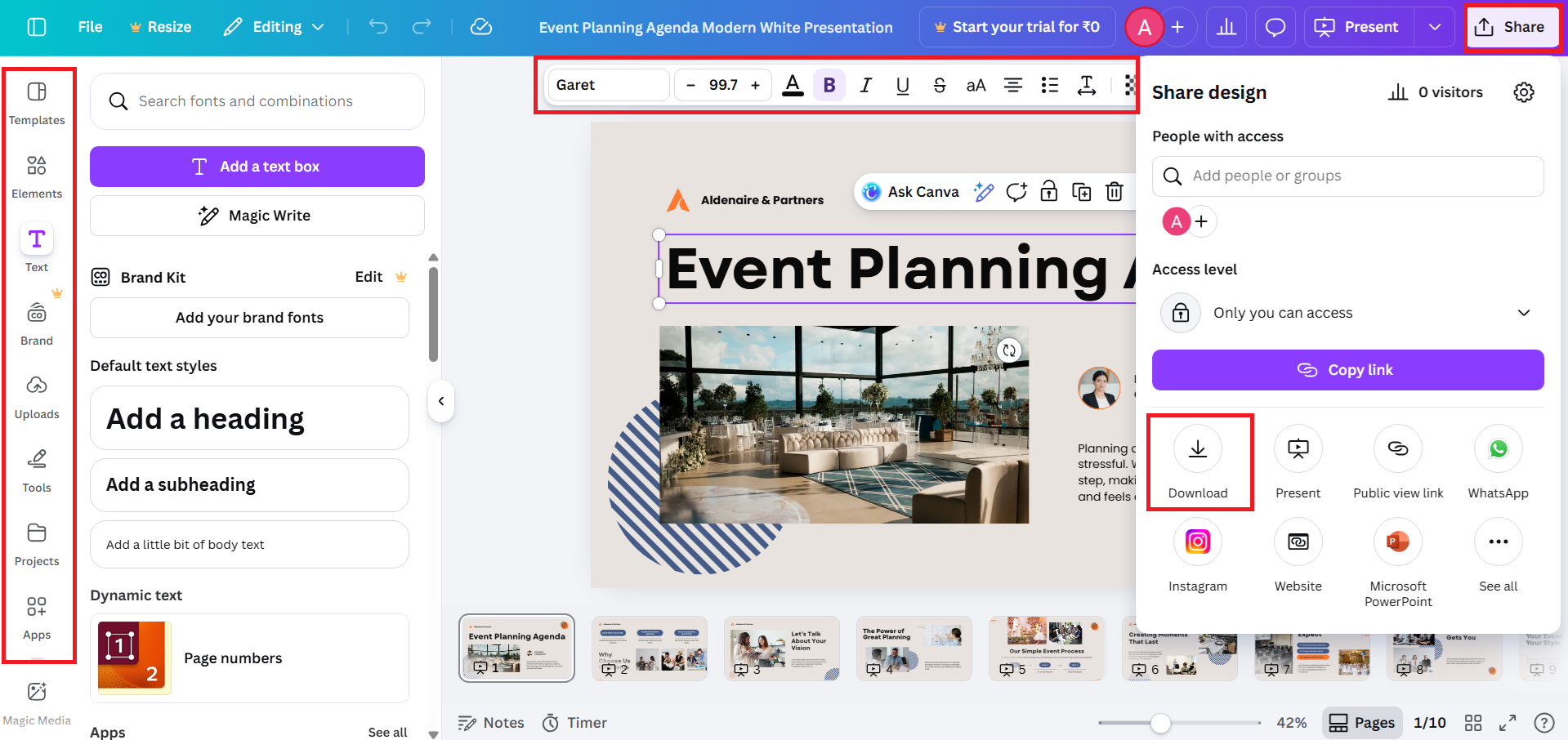 Edit and download your proposal