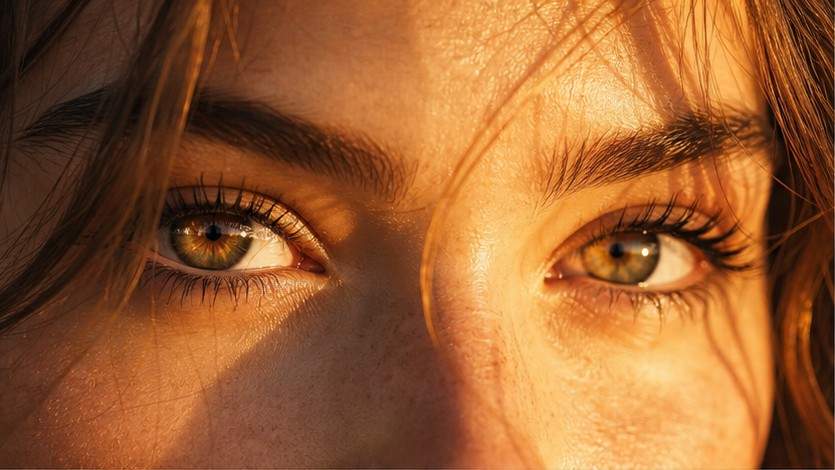Golden Hour Close-Up Eyes Girl AI Photo example 1
