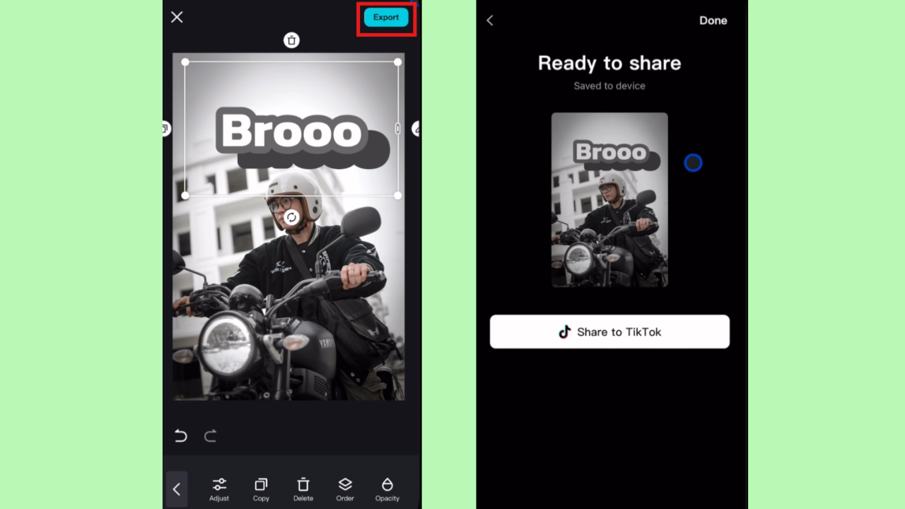 Export image or share