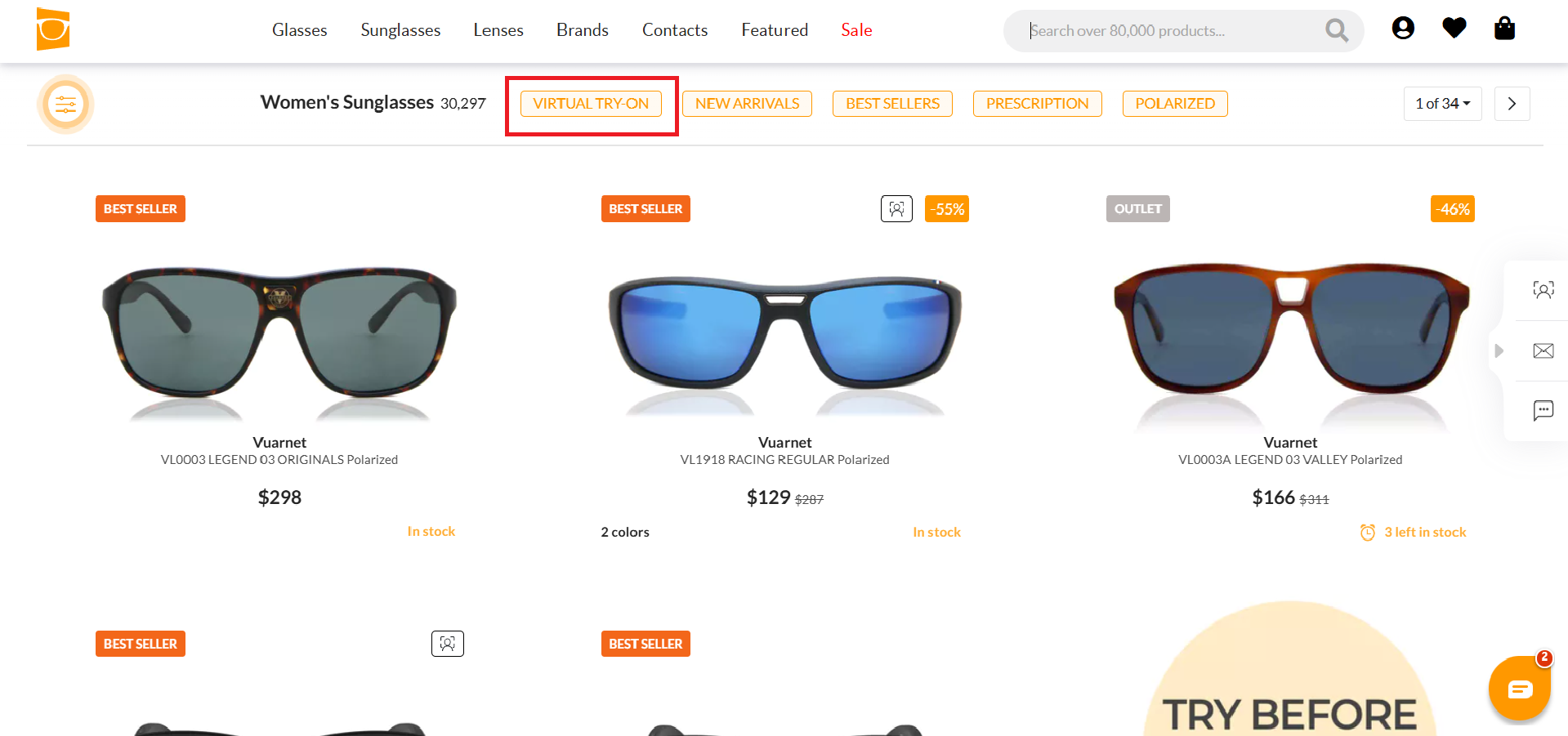 Select the virtual try-on option