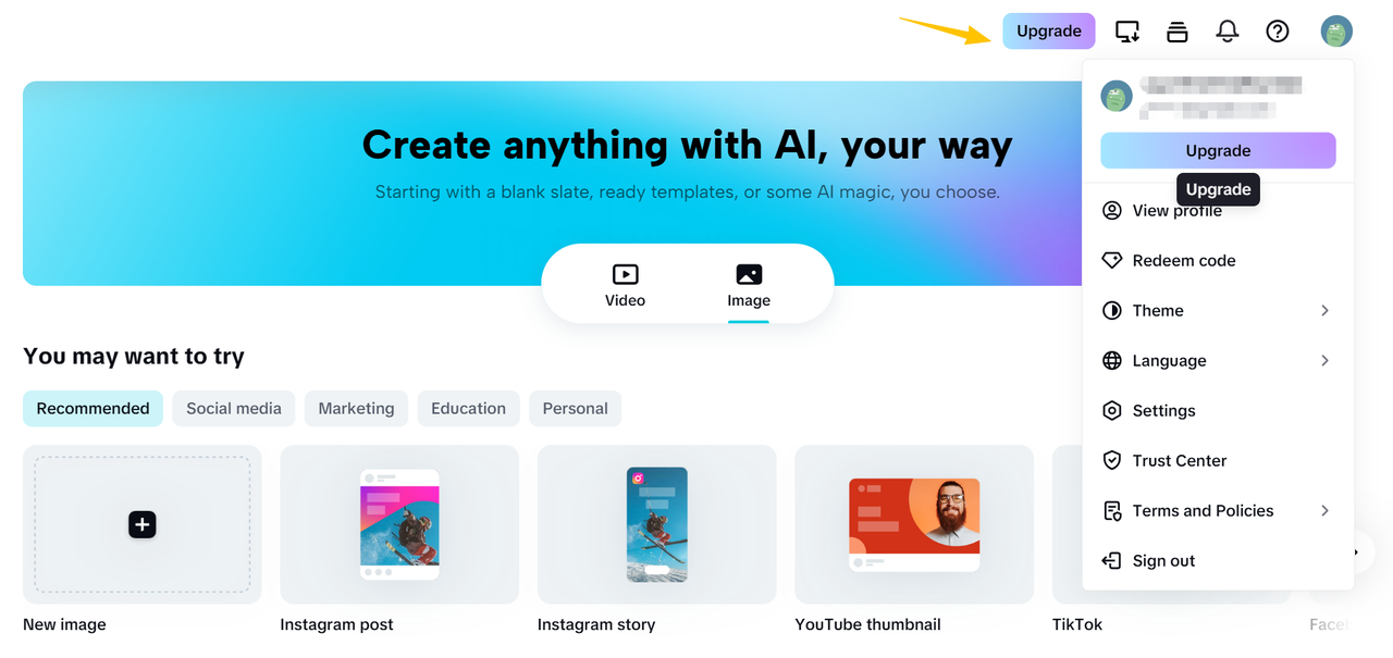 upgrade your account