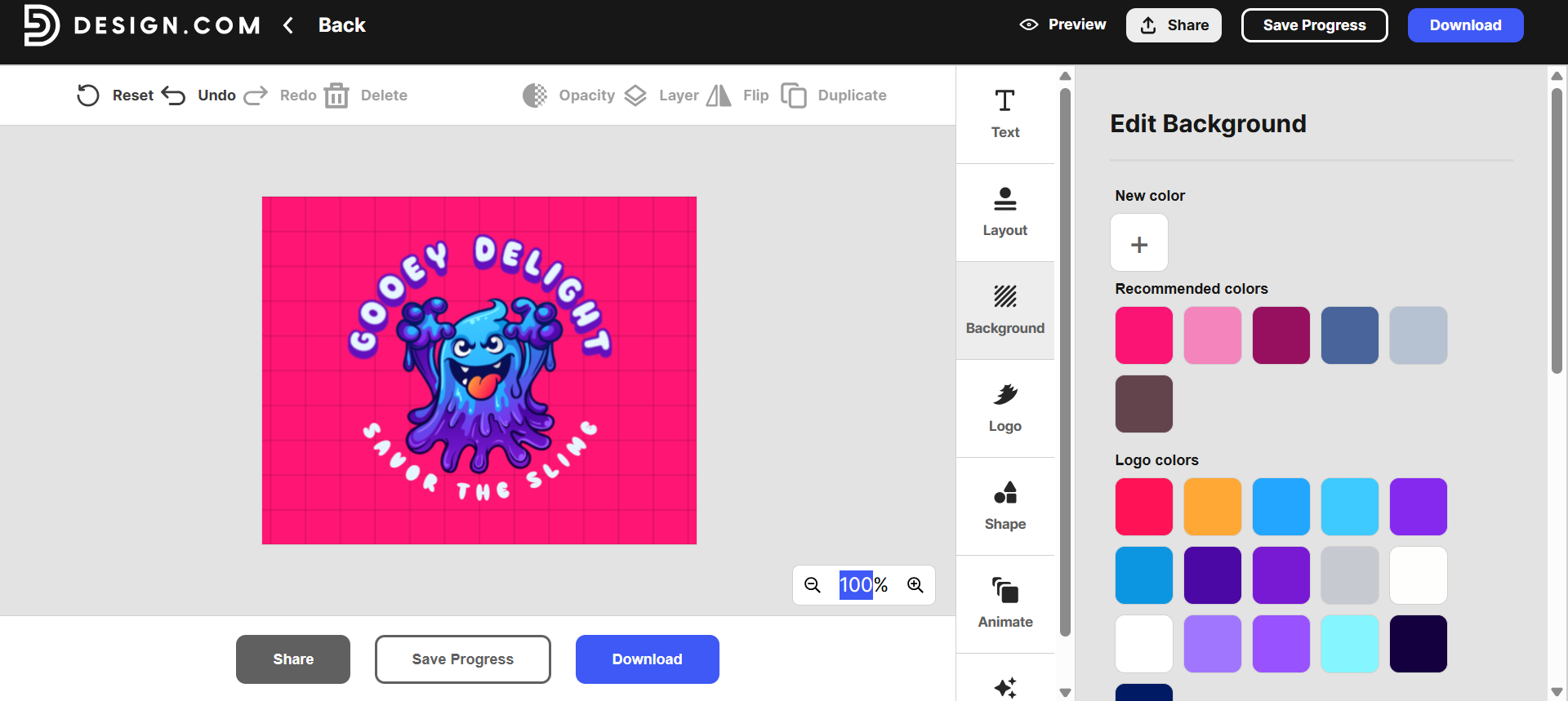 Make a cartoon logo with Design.com