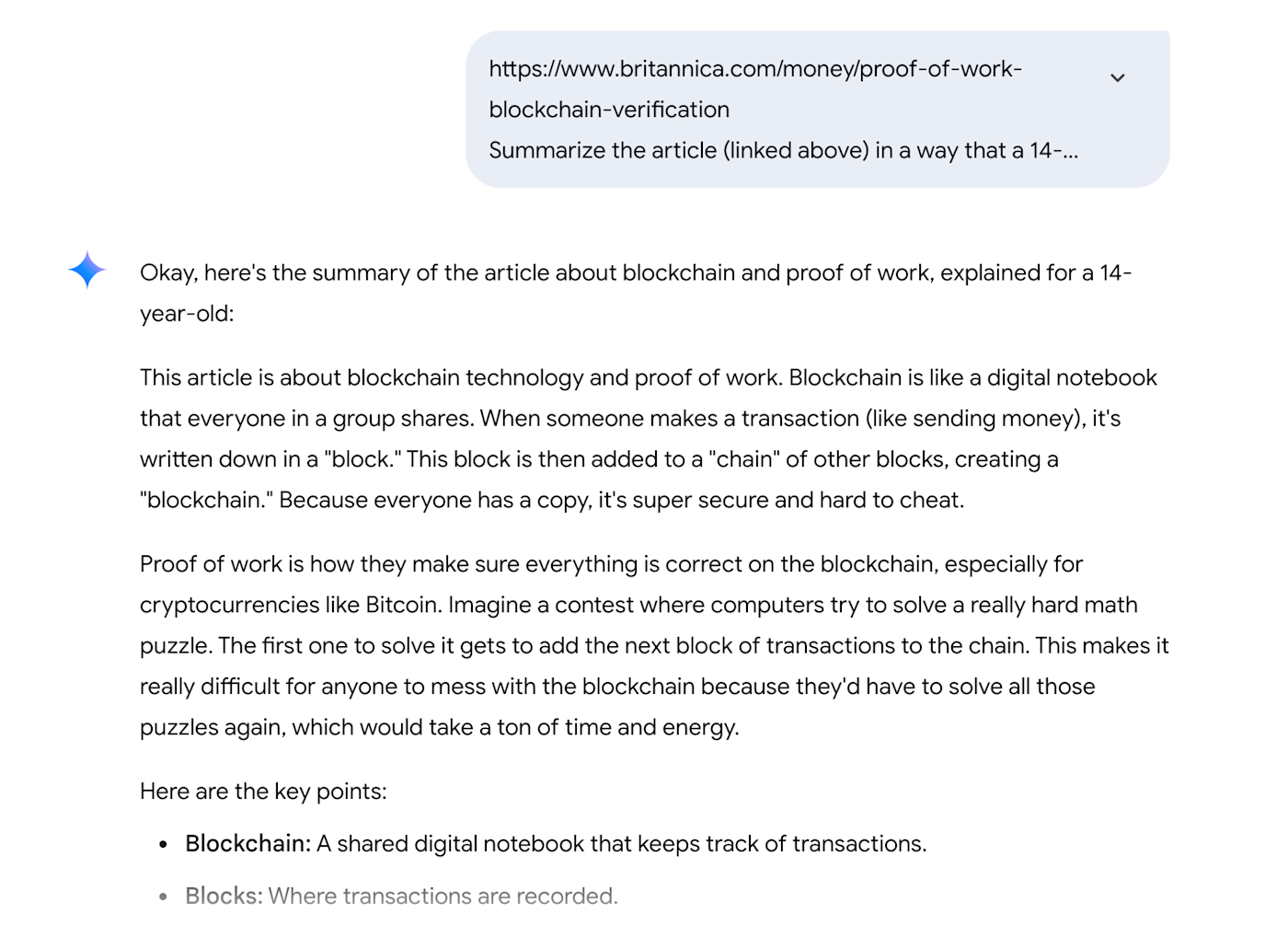 Gemini Advanced summarizing a long research article