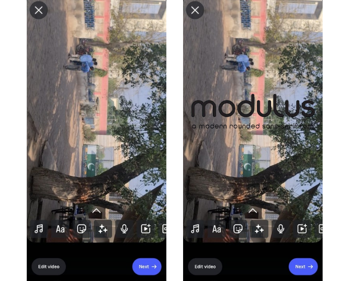 Font modern bulat di Instagram