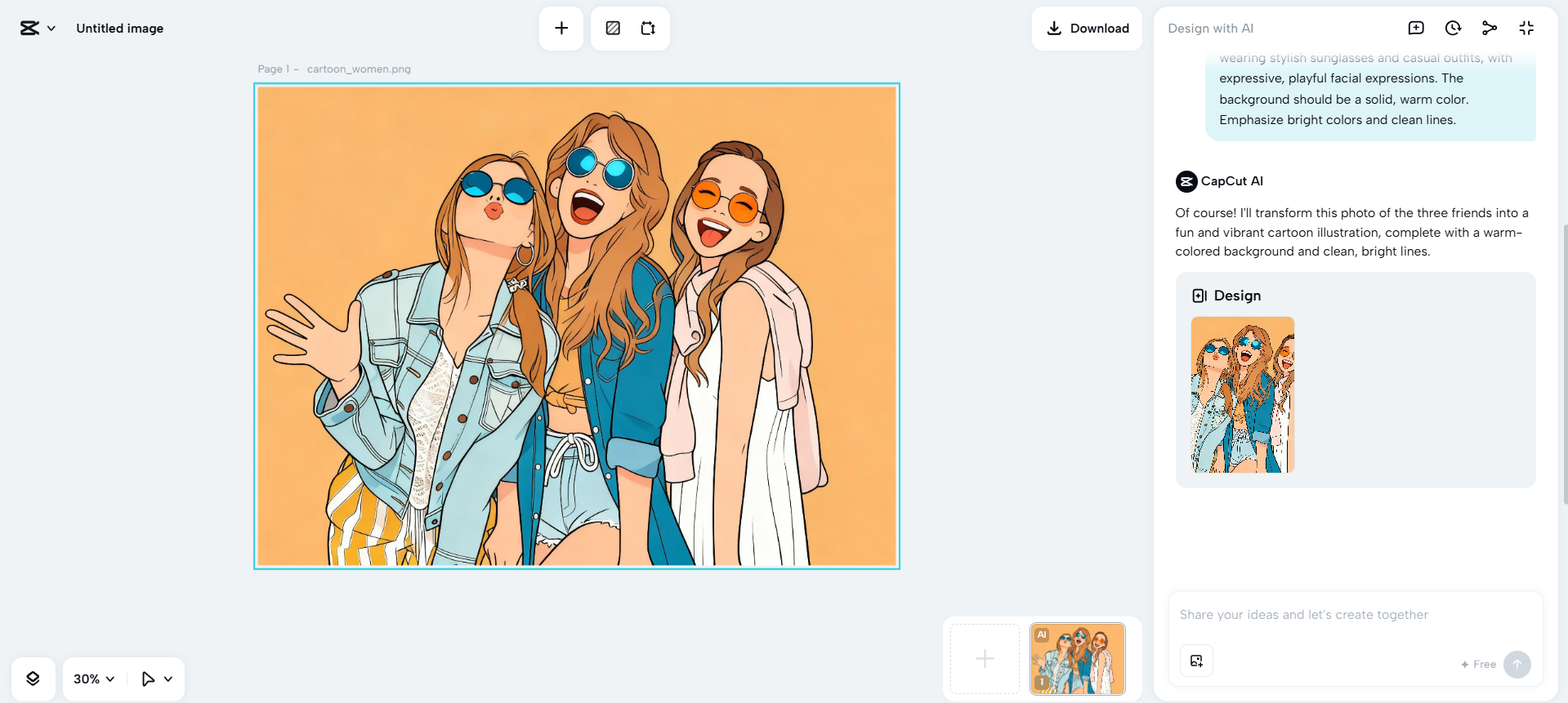 CapCut Webs kostnadsfria AI-tecknare