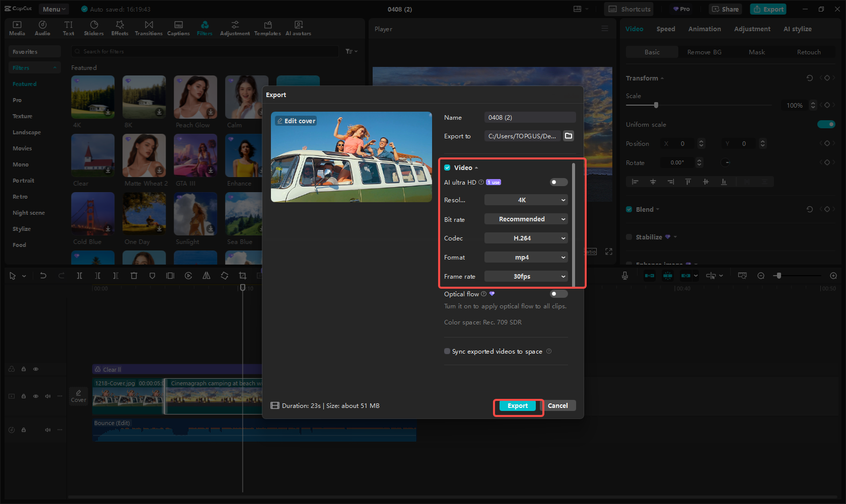 Export and share the slideshow video