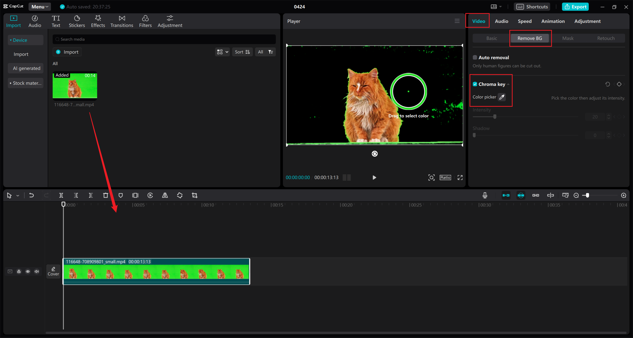 Desktop chroma key workflow