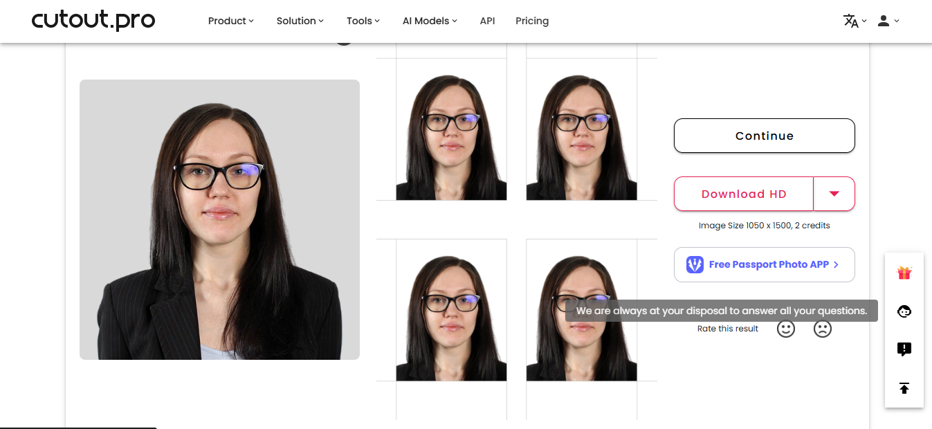 Edit passport photo background for free using Cutout Pro