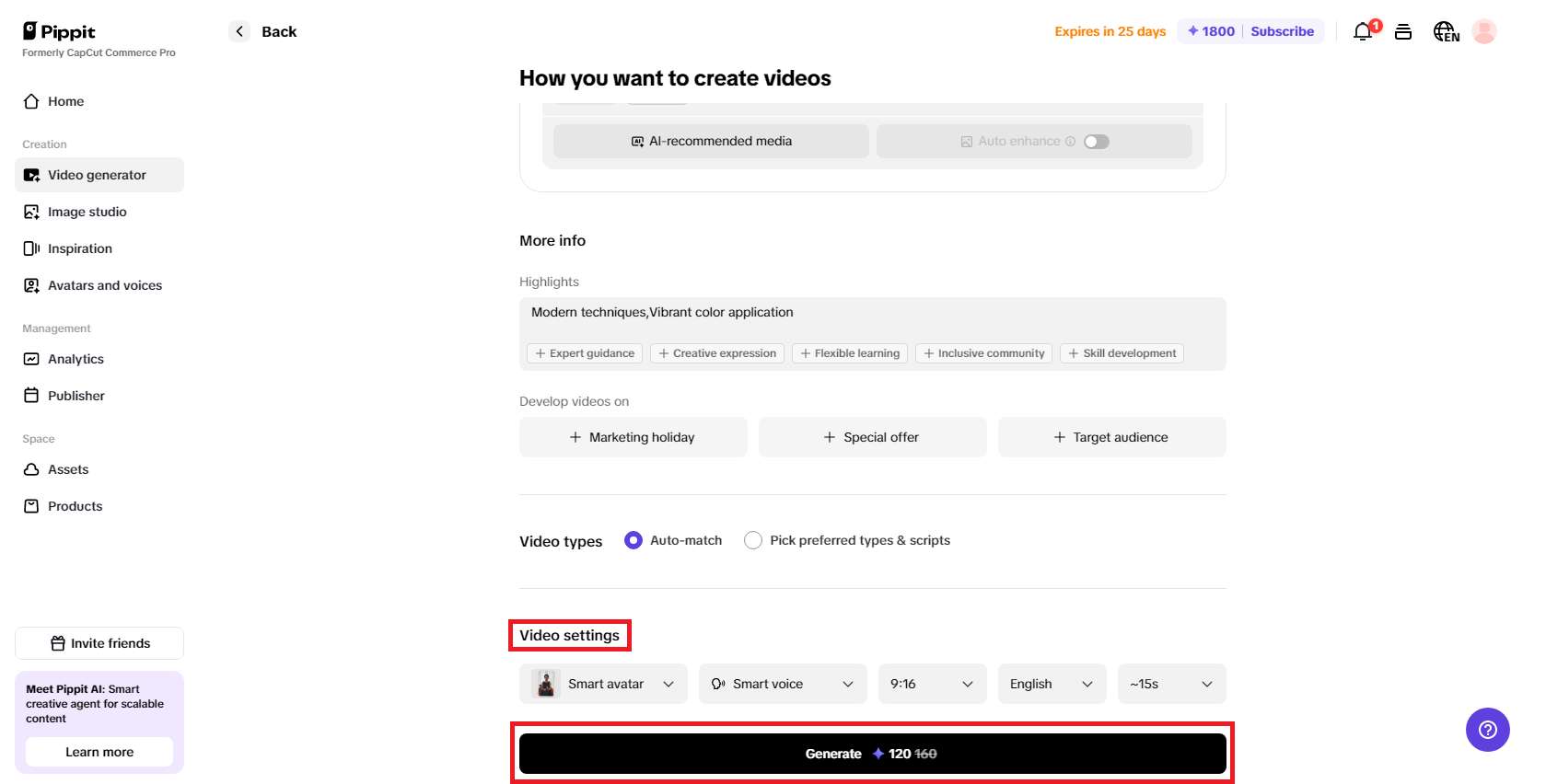 Select appropriate video settings